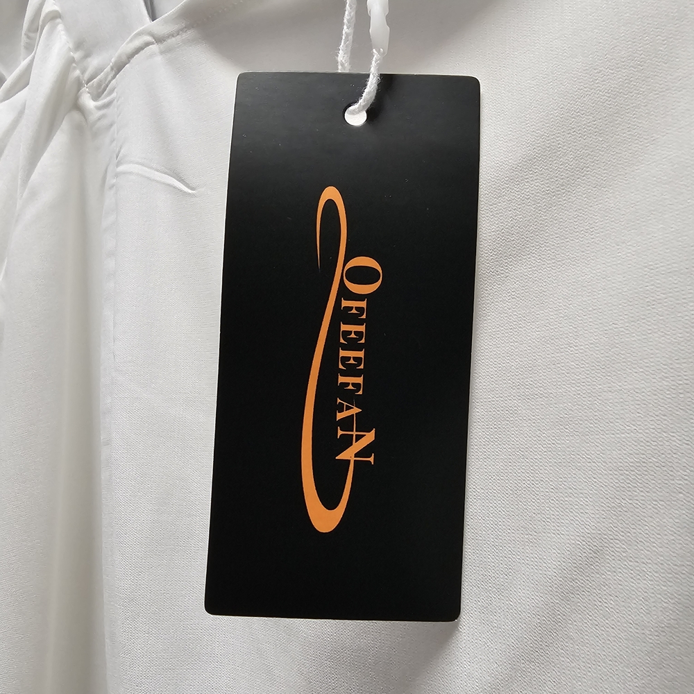 XL OFEEFAN Chic White Puff Sleeve Mini Dress NWT Feminine Tie Back Neckline - Picture 3 of 7